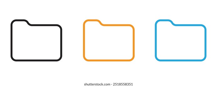 Conjunto de ilustración de línea delgada de icono de carpeta