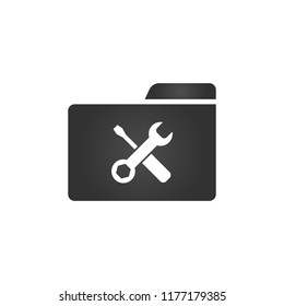 Folder Icon tools or settings in trendy flat style isolated on white background, for your web site design, app, logo, UI. Vector illustration,