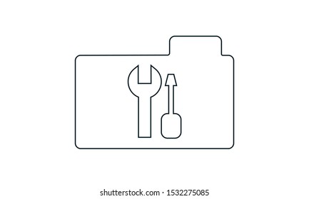 Folder Icon tools or settings in trendy flat style isolated on white background, for your web site design, app, logo, UI. Vector illustration.