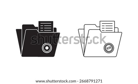 Folder icon with top secret stamp and documents