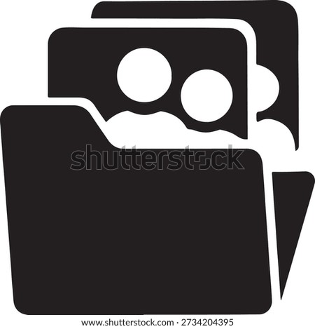 Folder icon unfolding into user profiles, symbolizing candidate comparison and review