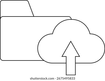 folder icon and upload icon with white background.with black lines
