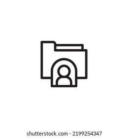 Folder icon. user symbols in folders, empty folders, editable strokes. Perfect icon, white background.