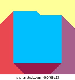 Folder Icon. Vector. Deep sky blue icon with two flat violet and raspberry semitransparent shadows on canary background.
