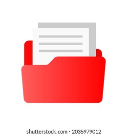 Folder icon vector. Folder with documents on white background