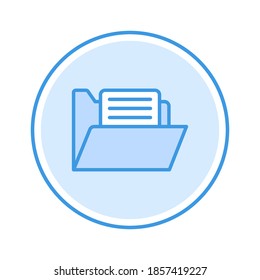 Ordnersymbol, Vektorgrafik. Ordner Symbol blauer Kreis Design.