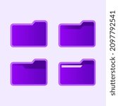 Folder icon vector illustration set with trendy purple color gradient