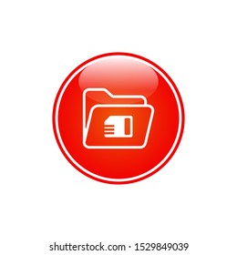 Folder Icon Vector Inside Glossy Circle Template