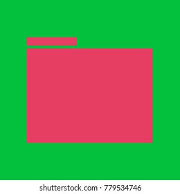 Folder Icon. Vector. Paradise pink icon on dark pastel green background.