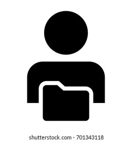 Folder Icon Vector With Person Personal File of User Profile Information Avatar in Glyph Pictogram illustration
