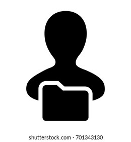 Folder Icon Vector With Person Personal File of User Profile Information Avatar in Glyph Pictogram illustration