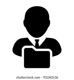 Folder Icon Vector With Person Personal File of User Profile Information Avatar in Glyph Pictogram illustration