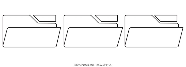 Folder icon vector set. Desktop black and yellow folder icon. Office document folder vector symbol. Empty file thin line sign. Archives files pictogram set.