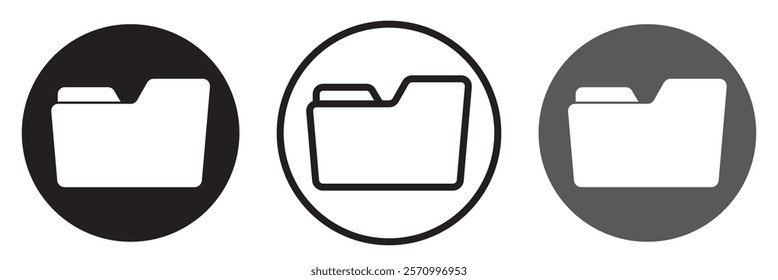 Folder icon vector set. Desktop black and yellow folder icon. Office document folder vector symbol. Empty file thin line sign. Archives files pictogram set.