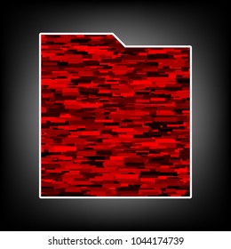 Folder Icon. Vector. Icon with white contour and texture from red rectangles at grayish background.