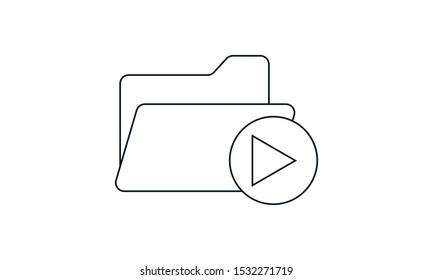 Folder icon with video clips on a white background.	
