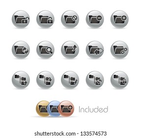 Iconos de carpetas - 1 de 2 // Serie redonda de metales - Incluye 4 versiones de color para cada icono en diferentes capas -