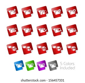 Folder Icons - 1 of 2 // Stickers Series ---- It includes 5 color versions for each icon in different layers -----