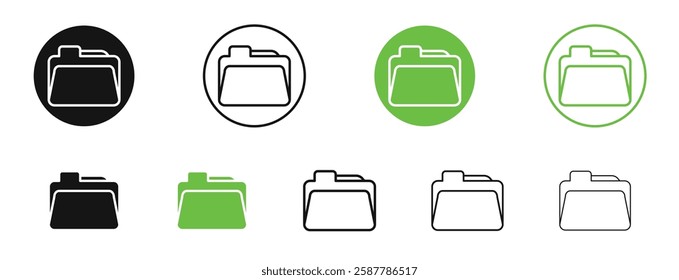 Folder icons in black and green colors collection