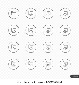 Folder Icons with circle on white background - Vector illustration