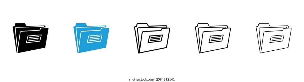 Folder icons collection vectors in black and blue