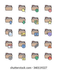 Folder icons, color set - Vector Illustration