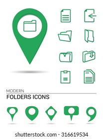Folder icons with different pointers. Easy to change colors.