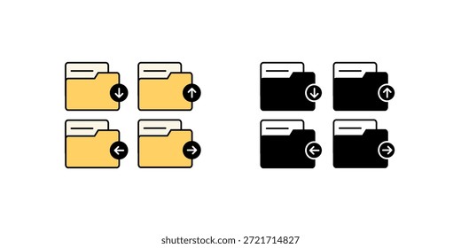Iconos de carpeta con flechas direccionales para la administración de archivos