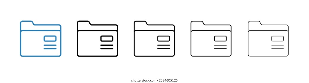 Folder icons in five different stroke sizes