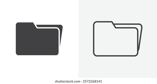 Folder icons. flat and line style set