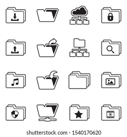 Folder Icons. Line With Fill Design. Vector Illustration.