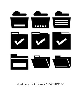 Iconos o logotipos de carpetas. Ilustración vectorial de símbolo aislado - Colección de iconos vectoriales de estilo negro de alta calidad
