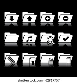 folder icons on black