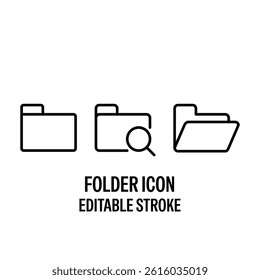 Folder Icons Pack Black with White Background Flat Design Vector Illustration