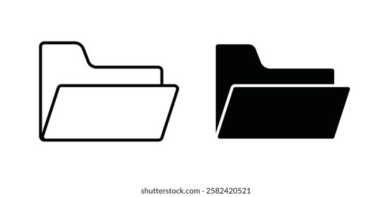 Folder icons pack vectors in black flat and strokes