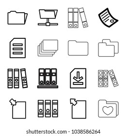 Folder icons. set of 16 editable outline folder icons such as document, binder, paper, download document, file