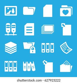 Folder icons set. set of 16 folder filled icons such as photos, binder, document, picture, paper, archive