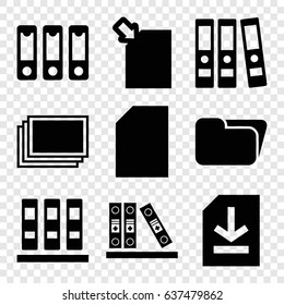 Folder icons set. set of 9 folder filled icons such as photos, binder, file, paper, folder