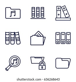 Folder icons set. set of 9 folder outline icons such as binder