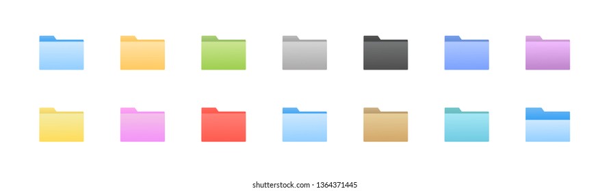 Folder icons set. All type of document, file formats vector illustration symbols collection. Computer folder, folders sign.