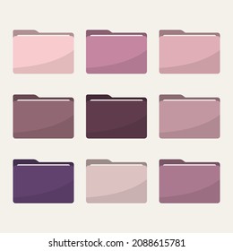 Folder icons set. All type of document, file formats vector illustration symbols collection. Computer folder, folders sign