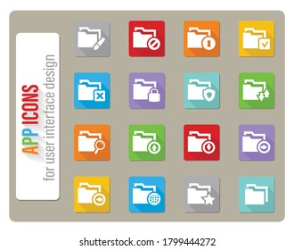 folder icons set in flat design with long shadow