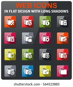 folder icons set in flat design with long shadow