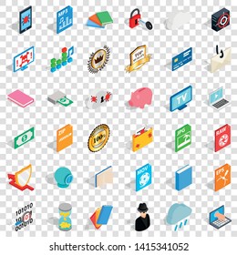 Folder icons set. Isometric style of 36 folder vector icons for web for any design