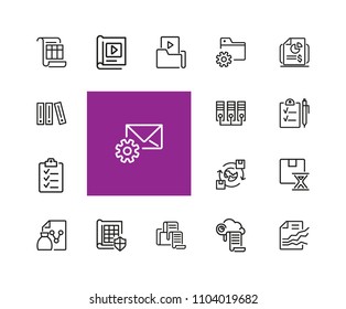 Folder icons. Set of  line icons. Data storage, exchange, file. File system concept. Vector illustration can be used for topics like information technology, analysis, reports