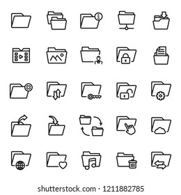 Folder Icons set, Line icon - Vector illustration