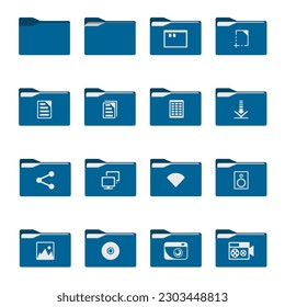 Folder icons set in minimalist design. Icons for web and mobile.