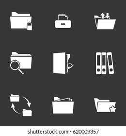 Folder icons set on a black background