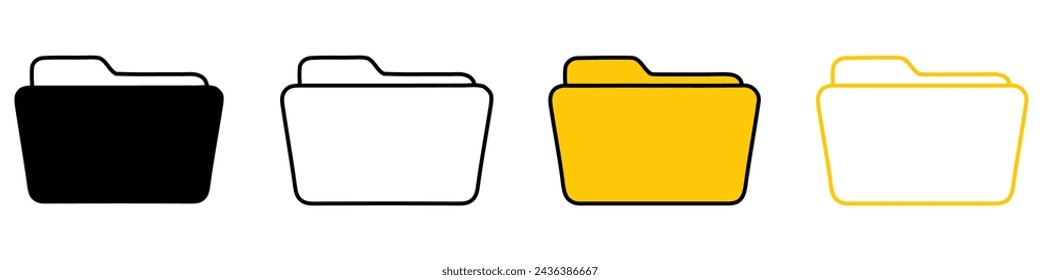 Iconos de carpeta establecidos sobre fondo blanco. Vector de estilo de línea.