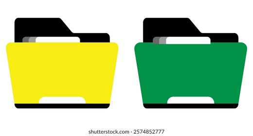 folder icons set. Folder, operating system, computer, access, remotely, storage, internet, security, privacy. technology concept. vector line icon in different styles. Design eps 10